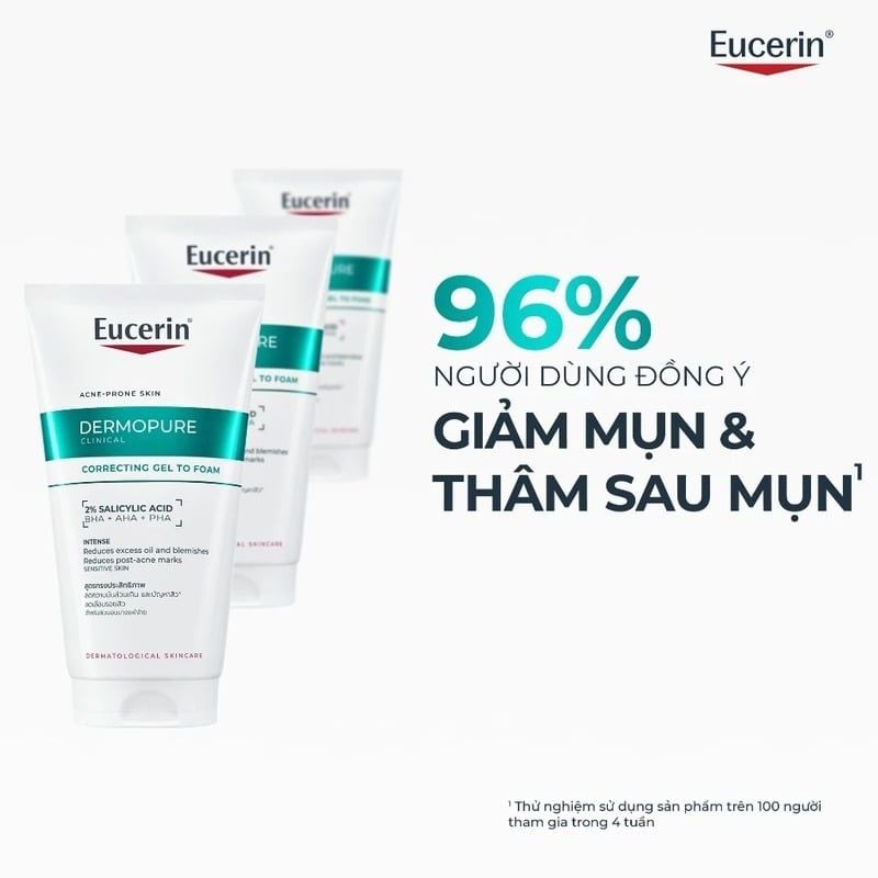 Gel Rửa Mặt Cho Da Dầu Mụn Eucerin Dermopure Clinical Correcting Gel To Foam