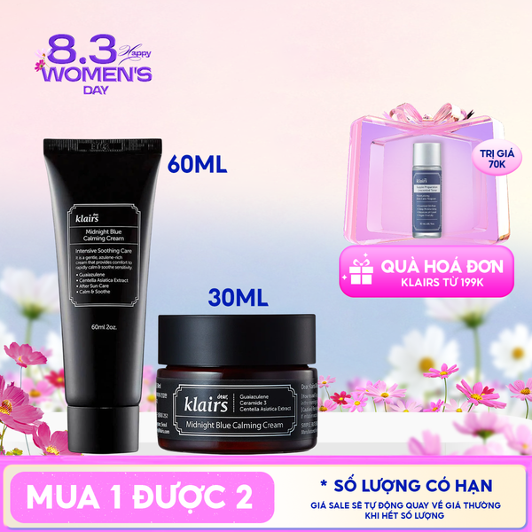  Kem Dưỡng Klairs Làm Dịu, Cải Thiện Da Ban Đêm Midnight Blue Calming Cream 