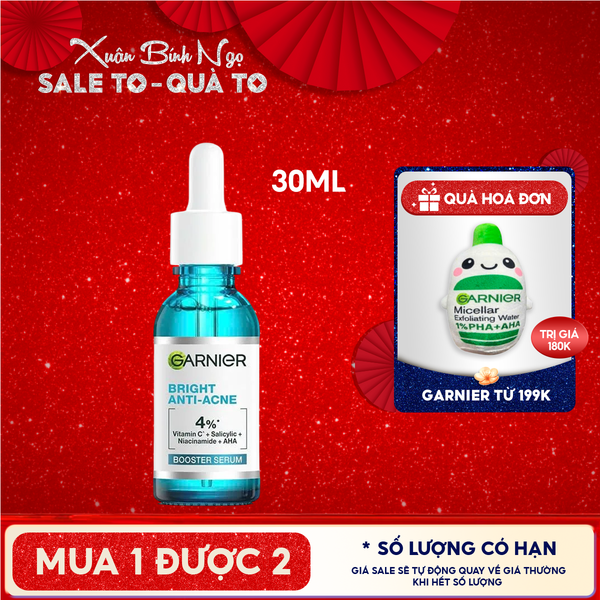  Serum Garnier Tinh Chất Dưỡng Sáng Da, Mờ Thâm Nám Skin Naturals Bright Complete Anti - Acne Booster Serum 