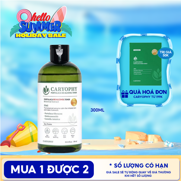  Nước Hoa Hồng Caryophy Chăm Sóc Da Dầu Mụn Portulaca Toner 300ml 