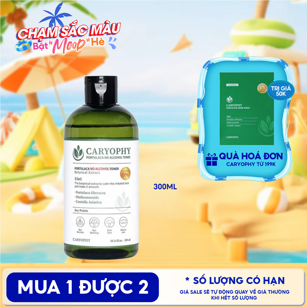 Nước Hoa Hồng Caryophy Chăm Sóc Da Dầu Mụn Portulaca Toner 300ml