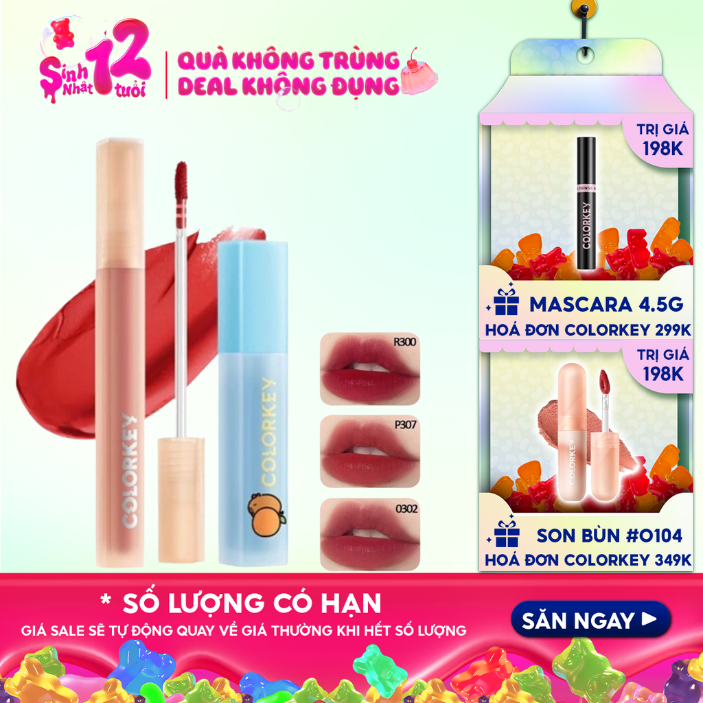 Son Kem Lì Colorkey Siêu Mịn Môi Soft Matte Water Tint