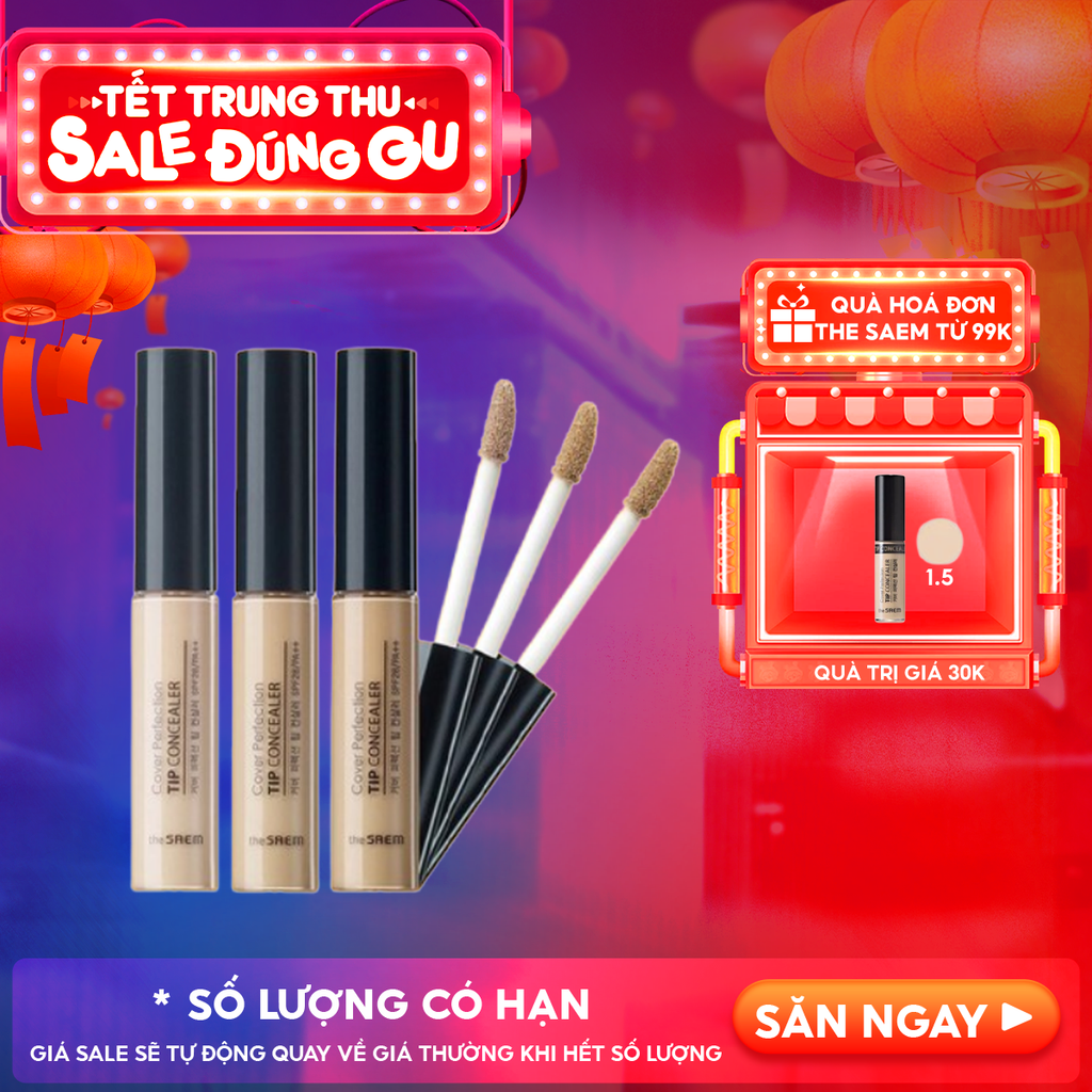 Kem Che Khuyết Điểm The Saem Có Chống Nắng Hàn Quốc Cover Perfection Tip Concealer SPF28/PA++ 6.5g