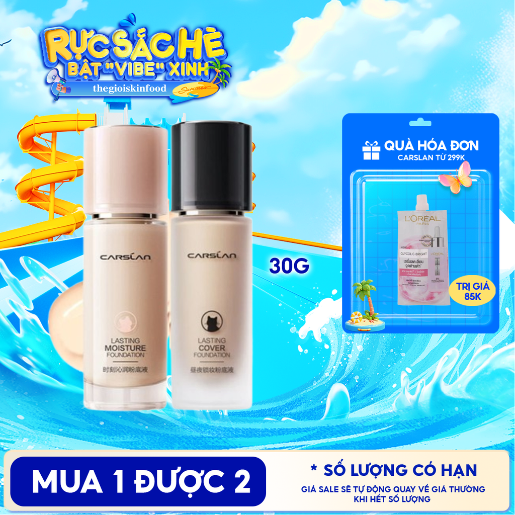 Kem Nền Carslan Dưỡng Ẩm, Kiềm Dầu Lâu Trôi Lasting Foundation 30g