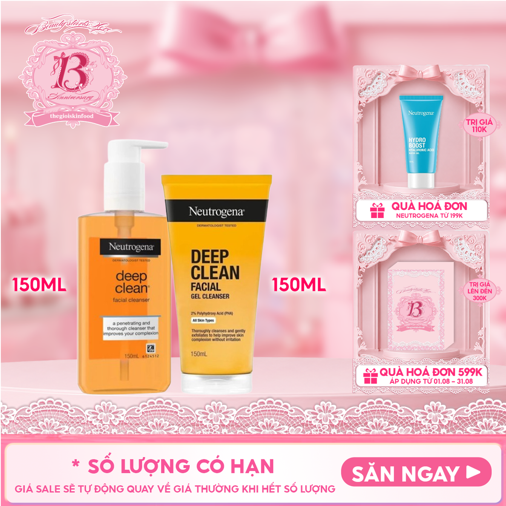 Sữa Rửa Mặt Neutrogena Làm Sạch Sâu Dạng Gel Deep Clean Facial Cleanser