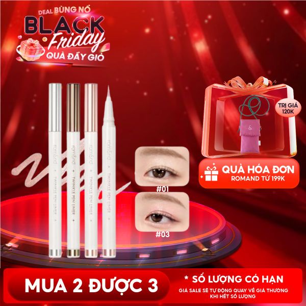  Bút Nhũ Mắt Romand Dạng Gel, Kẻ Bọng Mắt Ánh Nhũ Lấp Lánh, Lâu Trôi Twinkle Pen Liner 0.5g 