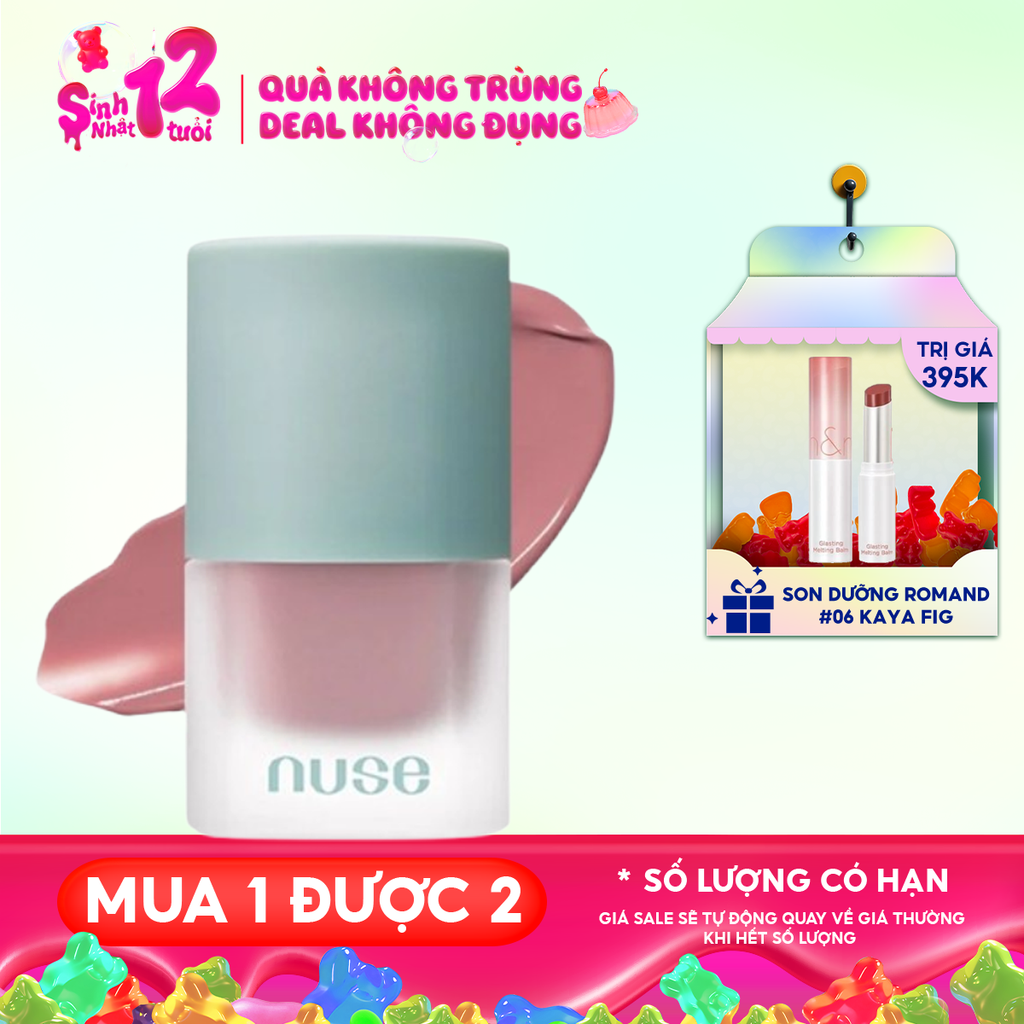 [NUSE BY ROMAND] Má Hồng Nuse Dạng Kem Thuần Chay, Mịn Lì Mousse Care Cheek 16ml