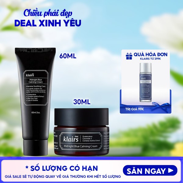  Kem Dưỡng Klairs Làm Dịu, Cải Thiện Da Ban Đêm Midnight Blue Calming Cream 