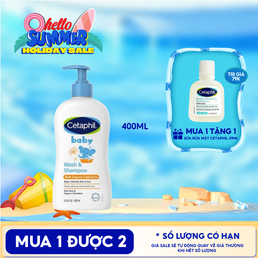 Sữa Tắm Gội Dịu Nhẹ Cho Bé Cetaphil Baby Wash & Shampoo With Organic Calendula 400ml