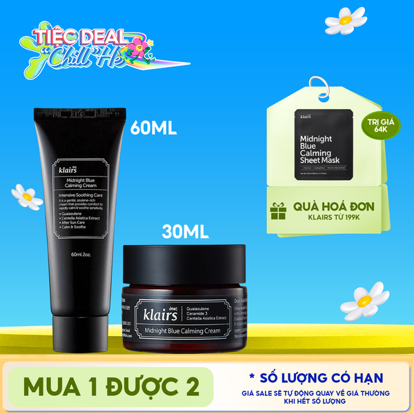  Kem Dưỡng Klairs Làm Dịu, Cải Thiện Da Ban Đêm Midnight Blue Calming Cream 