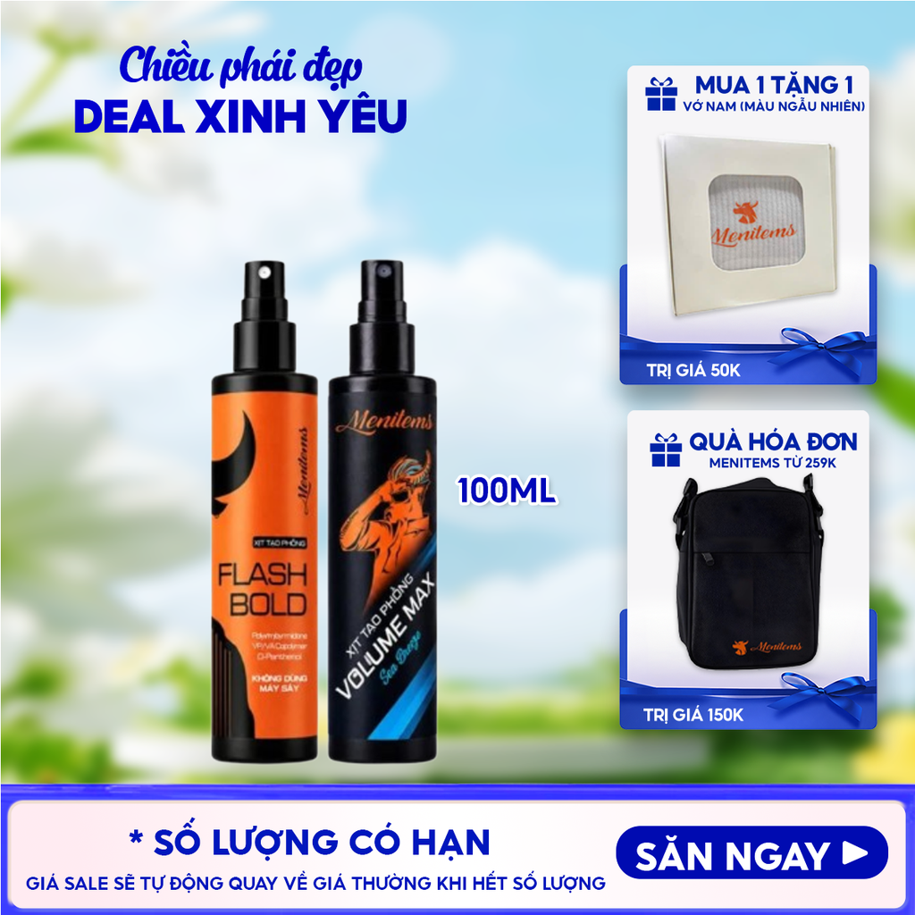 Xịt Phồng Tóc Menitems Tạo Kiểu Phồng Tự Nhiên, Giữ Nếp, Không Bết Tóc Hair Spray 100ml