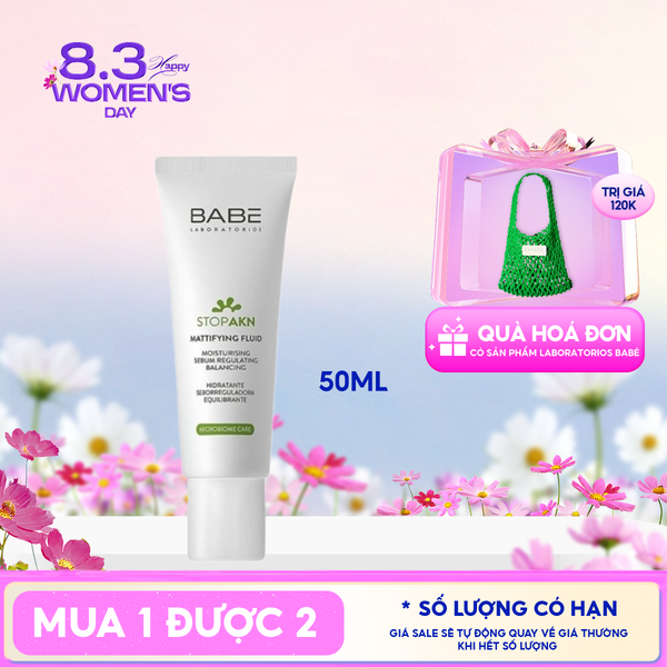  Kem Dưỡng LABORATORIOS BABÉ Kiềm Dầu, Hỗ Trợ Giảm Mụn Stop Akn Mattifying Fluid 50ml 
