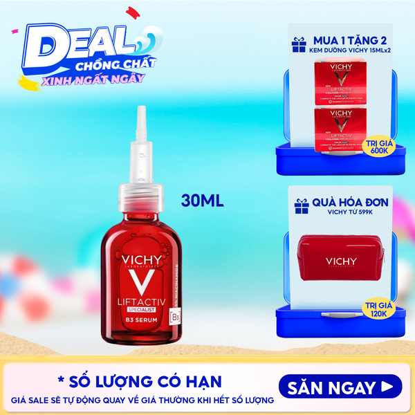  Tinh Chất Giúp Cải Thiện & Ngăn Ngừa Thâm Nám Đốm Nâu Toàn Diện Vichy Liftactiv B3 Dark Spots Serum 30ml 