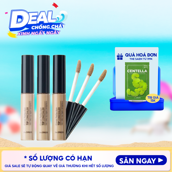  Kem Che Khuyết Điểm The Saem Có Chống Nắng Hàn Quốc Cover Perfection Tip Concealer SPF28/PA++ 6.5g 