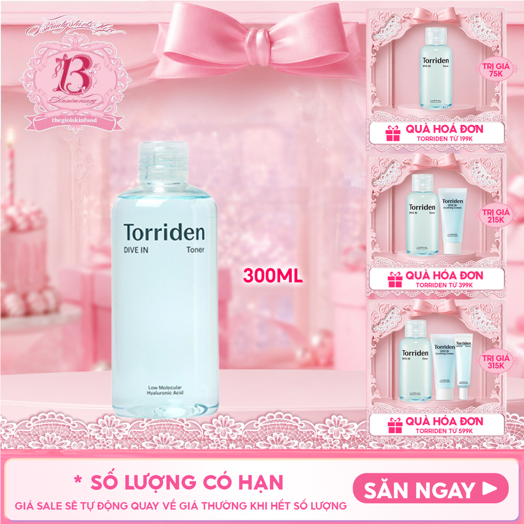 Nước Hoa Hồng Torriden Dưỡng Ẩm, Làm Dịu Da Dive In Toner 300ml