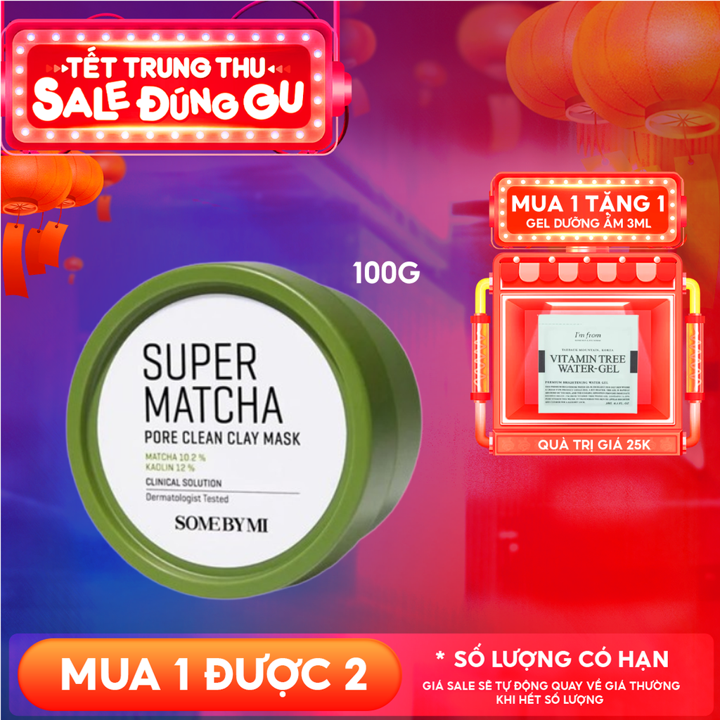 Mặt Nạ Đất Sét Some By Mi Trà Xanh Giúp Làm Sạch, Thu Nhỏ Lỗ Chân Lông Super Matcha Pore Clean Clay Mask 100g