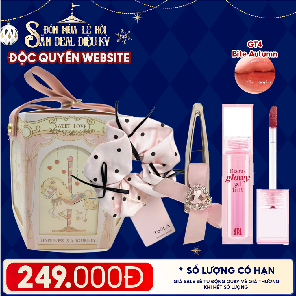 Túi Quà Giáng Sinh: Son Merzy + Kẹp Tóc Ngẫu Nhiên + Cột Tóc Ngẫu Nhiên + Túi Quà Tặng