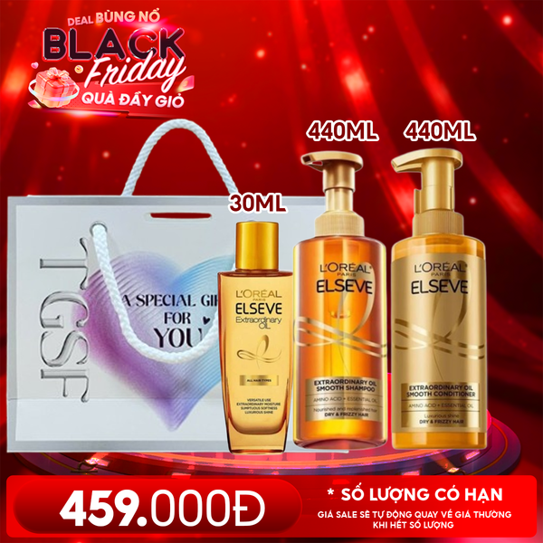  Dầu Gội, Dầu Xả L'oreal Dưỡng Tóc Suôn Mượt Cao Cấp Extraordinary Oil Smooth 440ml 