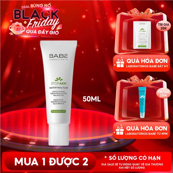  Kem Dưỡng LABORATORIOS BABÉ Kiềm Dầu, Hỗ Trợ Giảm Mụn Stop Akn Mattifying Fluid 50ml 