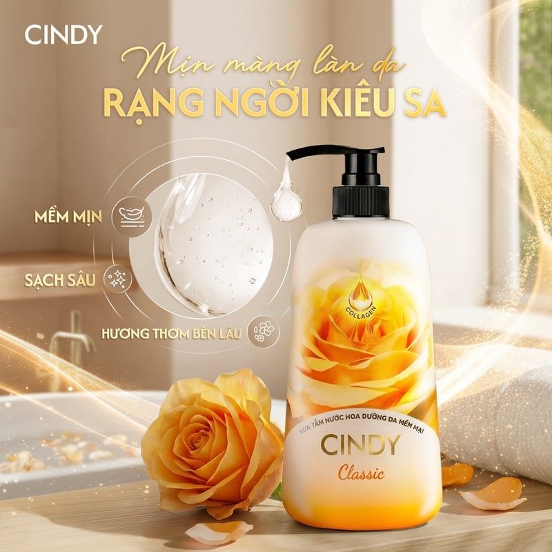 Sữa Tắm Nước Hoa Dưỡng Da Mềm Mại Cindy Shower Gel Cindy 650g