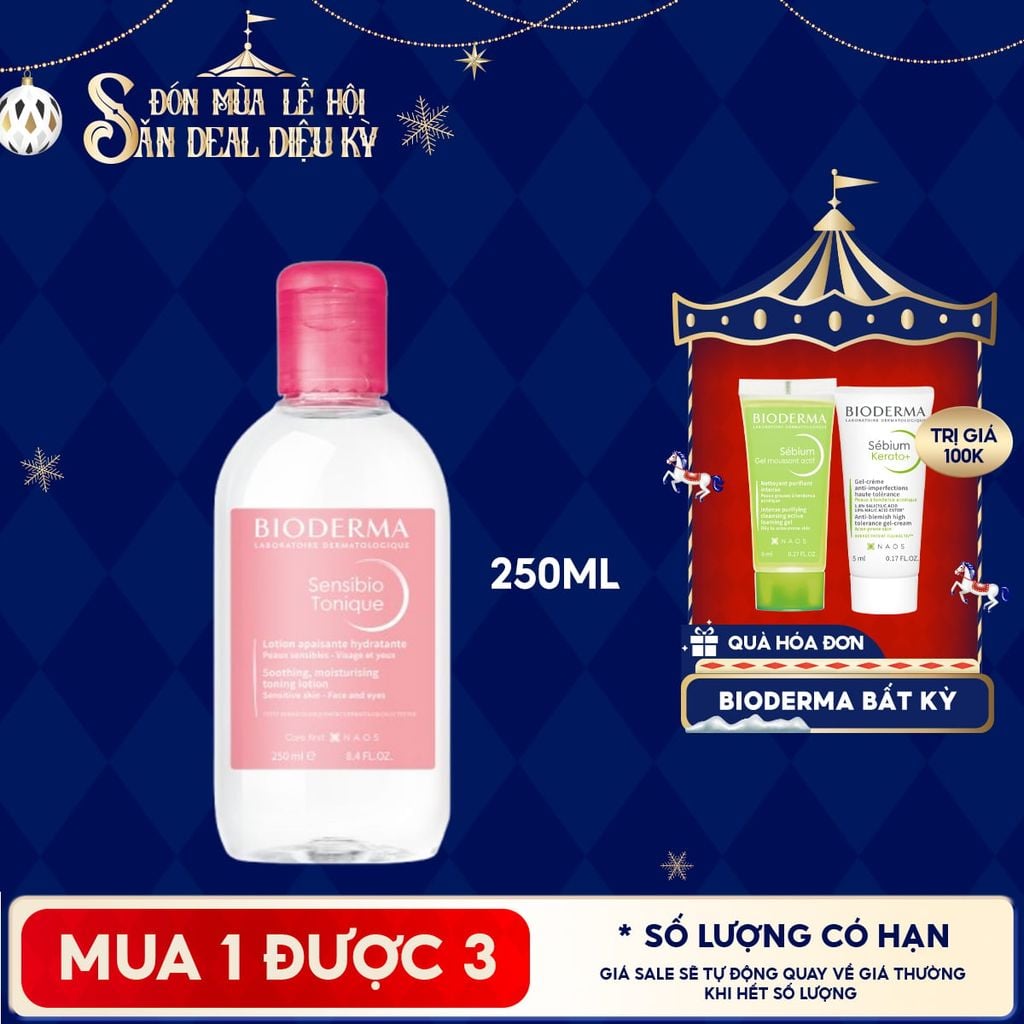 Nước Hoa Hồng Bioderma Cho Da Nhạy Cảm Sensibio Tonique 250ml