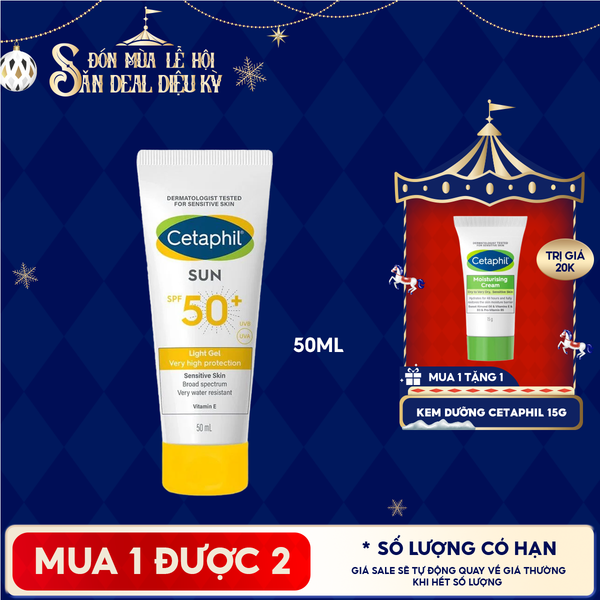  Gel Chống Nắng Cetaphil Dịu Nhẹ Dành Cho Da Nhạy Cảm Sun SPF50+ Light Gel 50ml 