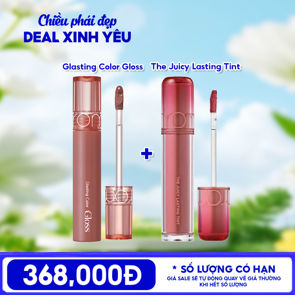  COMBO ROMAND: Son Bóng Romand Glasting Color Gloss + Chì Kẻ Viền Môi Romand Lip Mate Pencil 