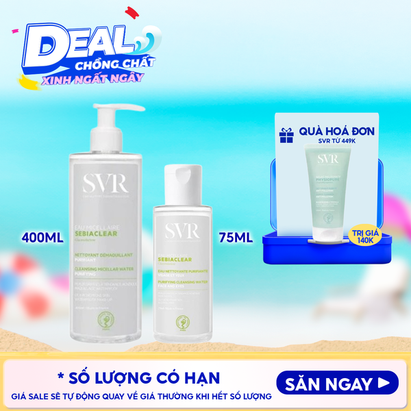  Nước Tẩy Trang SVR Làm Sạch Sâu, Hỗ Trợ Giảm Dầu Nhờn Sebiaclear Eau Micellaire 