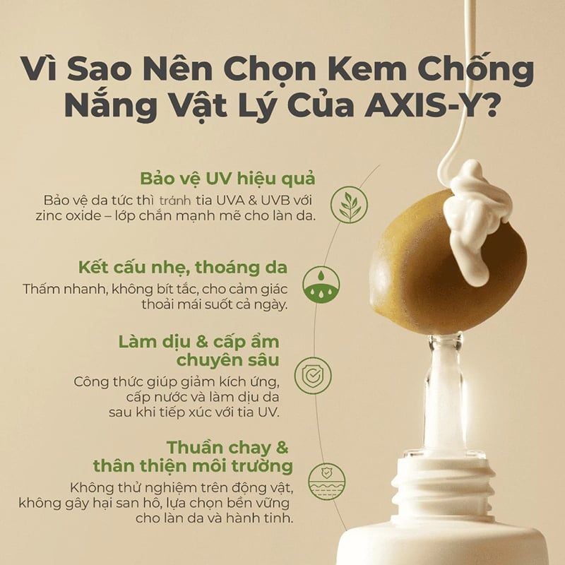Kem Chống Nắng Vật Lý Axis-Y Complete No-Stress Physical Sunscreen SPF 50+ PA++++ 50ml