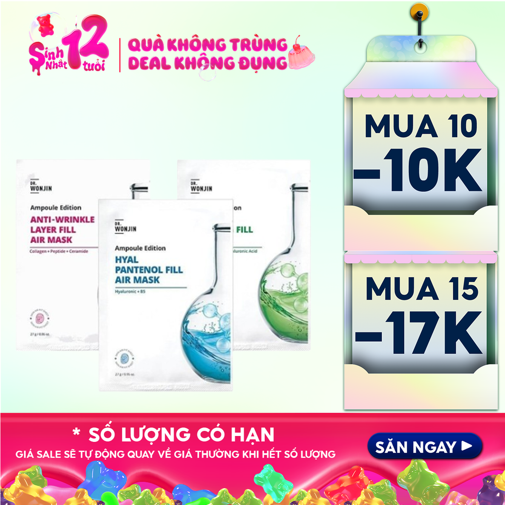 Mặt Nạ Tinh Chất Cấp Ẩm, Làm Dịu Da Wonjin Ampoule Edition Fill Air Mask 27g