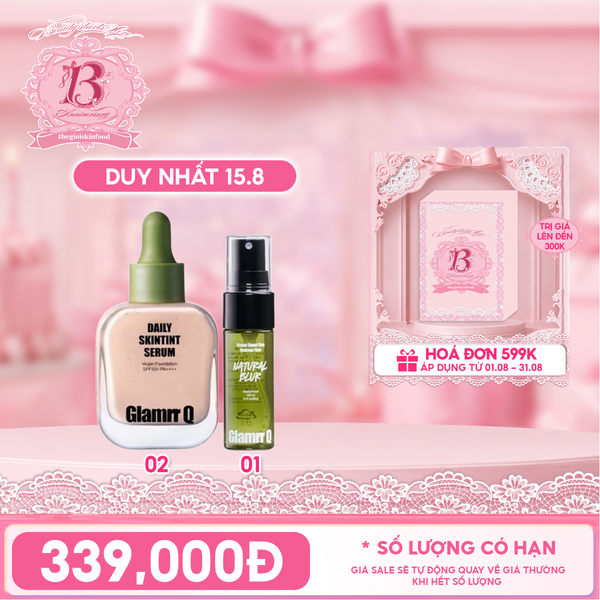 Combo Flash Sale Glamrr Q: Xịt Khóa Nền Glamrr Q CVegan Super Makeup Fixer + Kem Nền Glamrr Q Daily Skintint Serum Vegan Foundation 