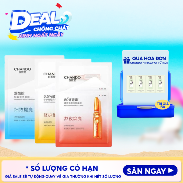  Mặt Nạ Cấp Ẩm, Hỗ Trợ Phục Hồi Da, Làm Trắng Da Chando Himalaya Brightening Mask 26g 