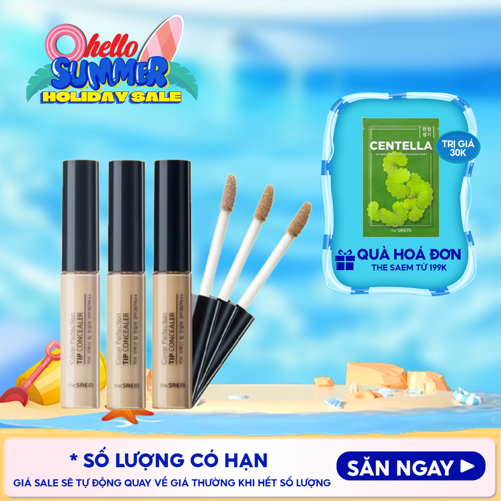 Kem Che Khuyết Điểm The Saem Có Chống Nắng Hàn Quốc Cover Perfection Tip Concealer SPF28/PA++ 6.5g