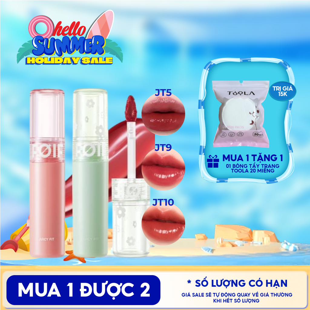 Son Tint Bóng FOIF Thuần Chay, Ẩm Mọng, Bền Màu Juicy Fit Tint