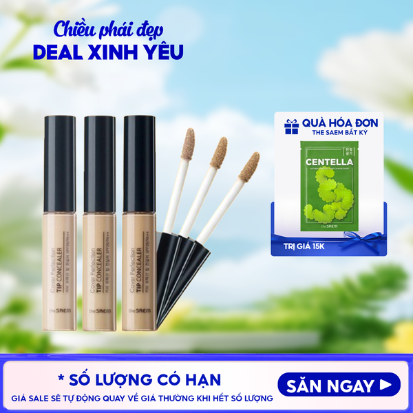  Kem Che Khuyết Điểm The Saem Có Chống Nắng Hàn Quốc Cover Perfection Tip Concealer SPF28/PA++ 6.5g 