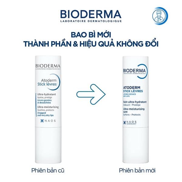  Son Dưỡng Bioderma Làm Dịu Môi Khô, Nứt Nẻ Atoderm Stick Levres 4g 