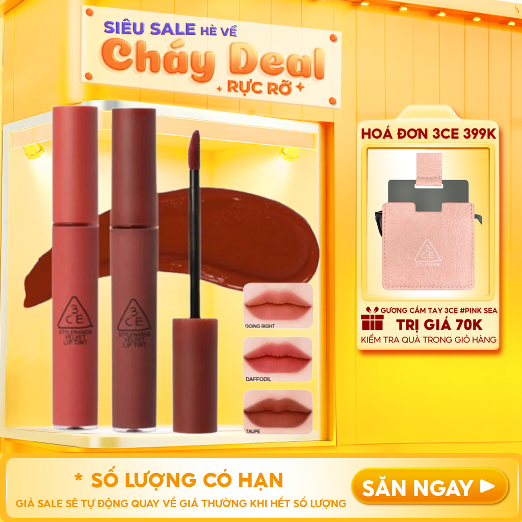 Son Kem Lì 3CE Lên Màu Chuẩn Velvet Lip Tint 4g