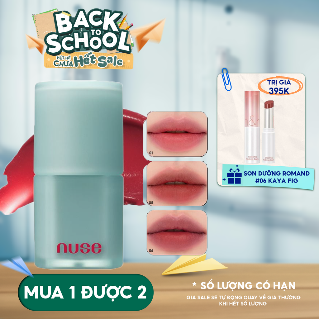 [NUSE BY ROMAND] Son Kem Lì, Mịn Mượt Thuần Chay Nuse Mousse Liptual 4.5g