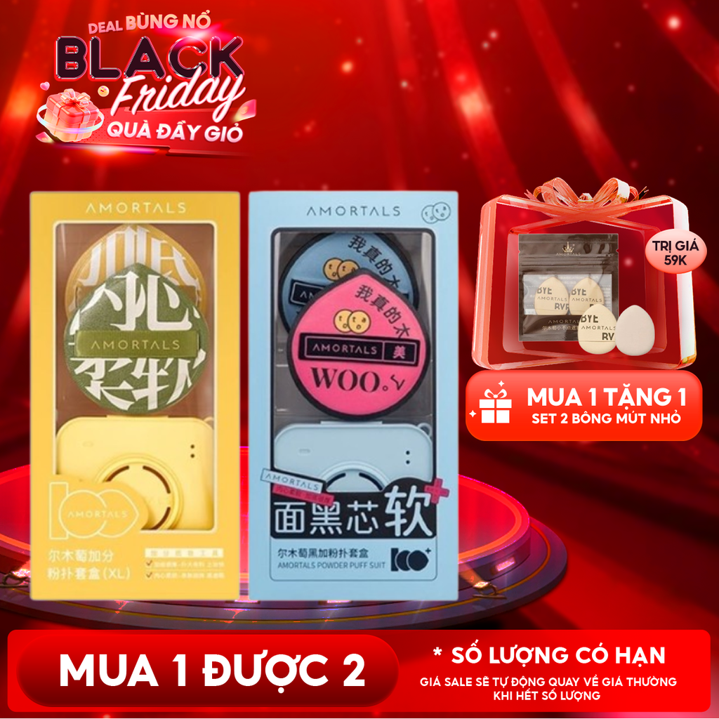 Set 2 Bông Mút Trang Điểm Amortals Powder Puff