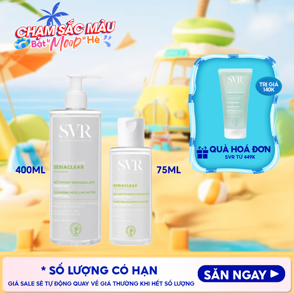 Nước Tẩy Trang SVR Làm Sạch Sâu, Hỗ Trợ Giảm Dầu Nhờn Sebiaclear Eau Micellaire