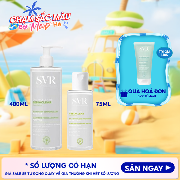  Nước Tẩy Trang SVR Làm Sạch Sâu, Hỗ Trợ Giảm Dầu Nhờn Sebiaclear Eau Micellaire 