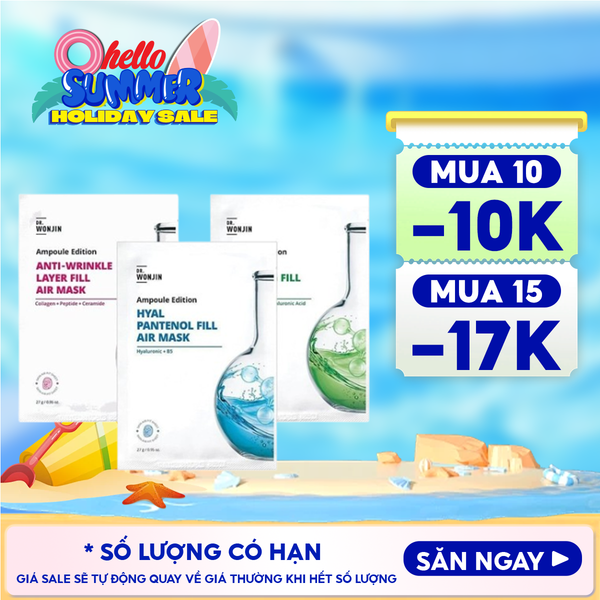  Mặt Nạ Tinh Chất Cấp Ẩm, Làm Dịu Da Wonjin Ampoule Edition Fill Air Mask 27g 