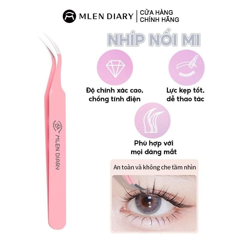 Nhíp Nối Mi Mlen Diary Chuyên Nghiệp Giúp Dễ Dàng Gắn Mi - Màu Hồng