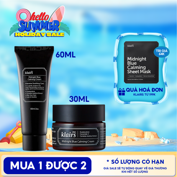  Kem Dưỡng Klairs Làm Dịu, Cải Thiện Da Ban Đêm Midnight Blue Calming Cream 