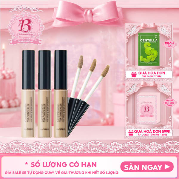  Kem Che Khuyết Điểm The Saem Có Chống Nắng Hàn Quốc Cover Perfection Tip Concealer SPF28/PA++ 6.5g 