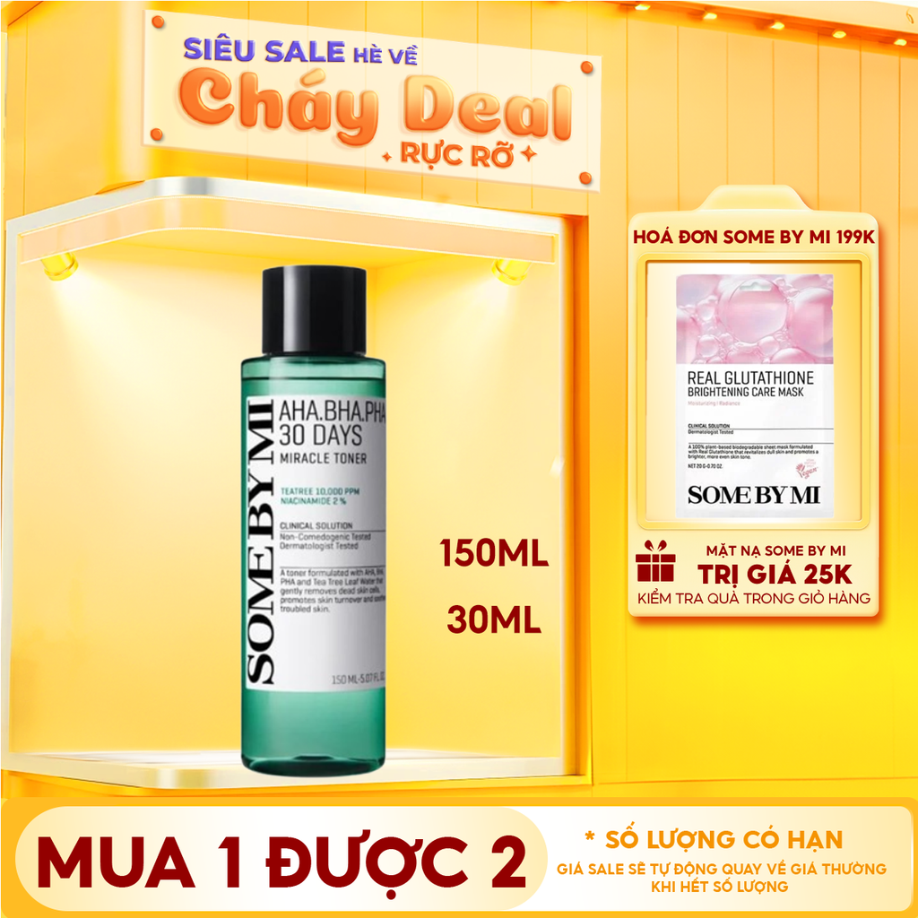 Nước Hoa Hồng Some By Mi Làm Sạch Da, Tẩy Da Chết, Cải Thiện Da Mụn Hàn Quốc Toner AHA