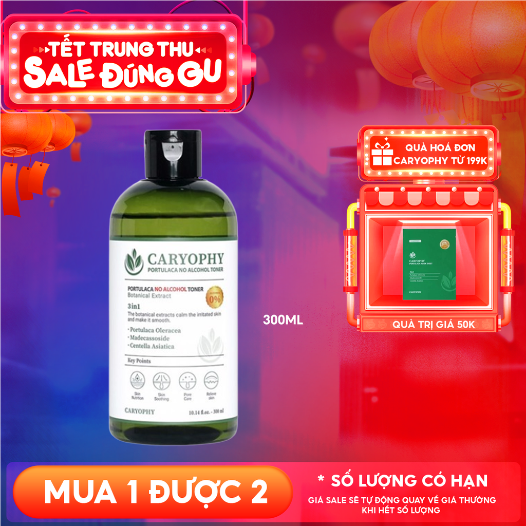 Nước Hoa Hồng Caryophy Chăm Sóc Da Dầu Mụn Portulaca Toner 300ml