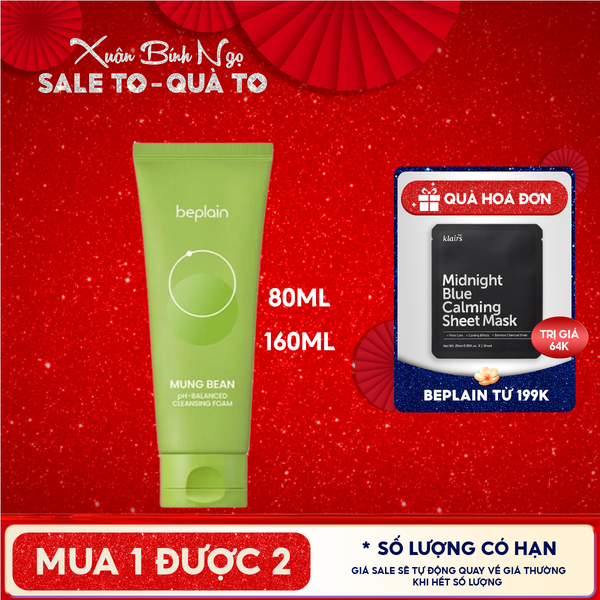  Sữa Rửa Mặt Beplain Chiết Xuất Đậu Xanh Cân Bằng Độ pH Mung Bean pH-Balanced Cleansing Foam 