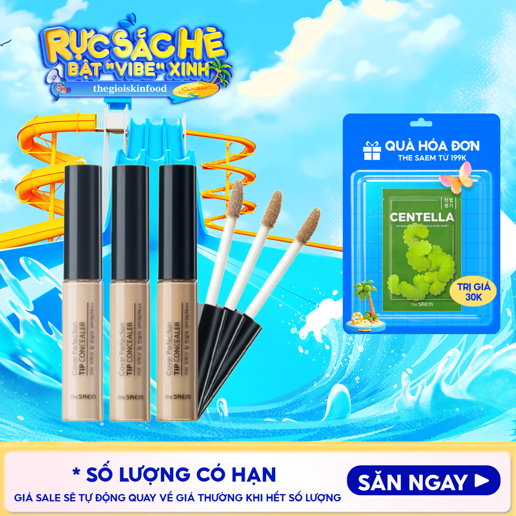 Kem Che Khuyết Điểm The Saem Có Chống Nắng Hàn Quốc Cover Perfection Tip Concealer SPF28/PA++ 6.5g