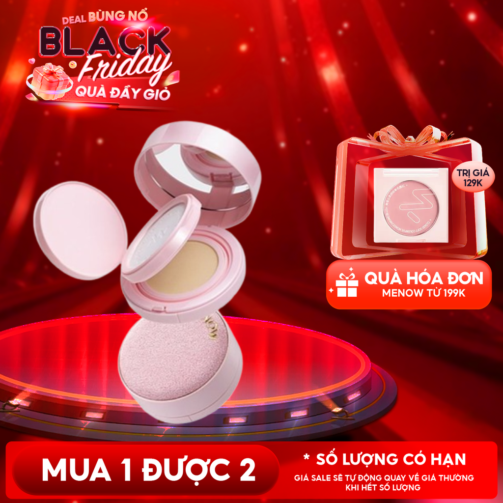 Phấn Nước Kèm Phấn Phủ 2in1 MENOW Kiềm Dầu, Dưỡng Ẩm Light Makeup Powder Cushion Powder Cream 17g